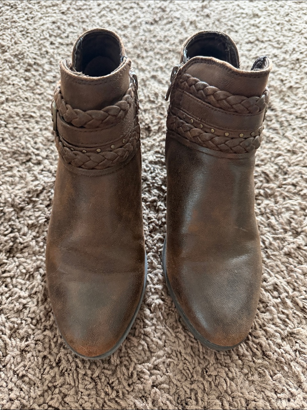 Women's Braided Ankle Booties - Brown Size 5.5